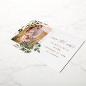 Leaves & Eucalyptus Gold V Foto Save the Date Folie Uitnodiging (Gedraaid)