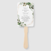 Leaves & Eucalyptus Gold Weddenprogramma Handwaaier (Voorkant)