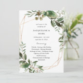 Leaves & Eucalyptus Gold Wedding Ceremony Program Kaart (Staand voorkant)