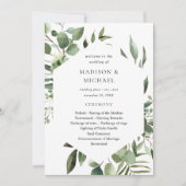 Leaves & Eucalyptus Rustic Wedding Ceremony Progra Kaart (Voorkant)
