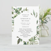 Leaves & Eucalyptus Rustic Wedding Ceremony Progra Kaart (Staand voorkant)