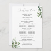 Leaves & Eucalyptus Rustic Wedding Ceremony Progra Kaart (Achterkant)