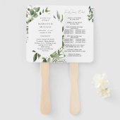 Leaves & Eucalyptus Rustic Wedding Program Handje Handwaaier (Voorkant en achterkant)