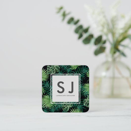  Leaves Flower Botanical Landscape Designer Vierkante Visitekaartje (Staand voorkant)