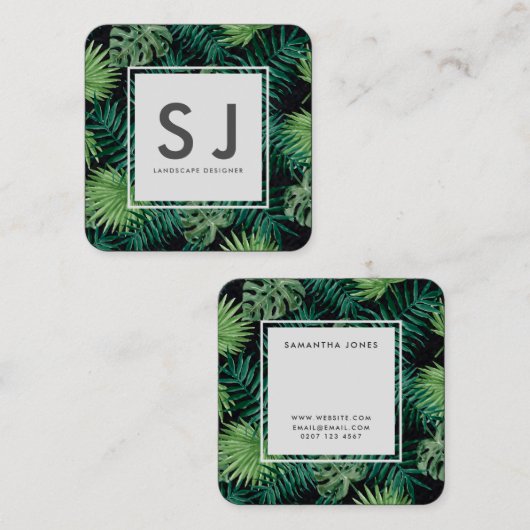  Leaves Flower Botanical Landscape Designer Vierkante Visitekaartje (Voorkant / Achterkant)