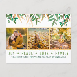 Leaves Green Joy Peace Love Family Photo Collage Feestdagenkaart
