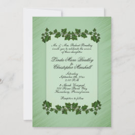 Leaves Green Shimmer Wedding Invitation Kaart