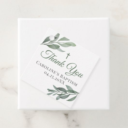 Leaves Greenery Baptisme Bedankjes Labels (In situ)