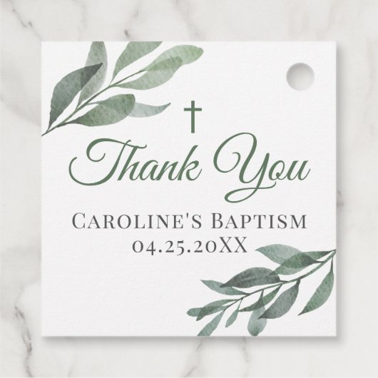 Leaves Greenery Baptisme Bedankjes Labels (Achterkant)