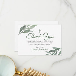 Leaves Greenery Baptisme Bedankkaart