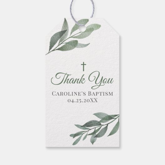 Leaves Greenery Baptisme Cadeaulabel (Achterkant)