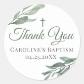 Leaves Greenery Baptisme Ronde Sticker (Voorkant)