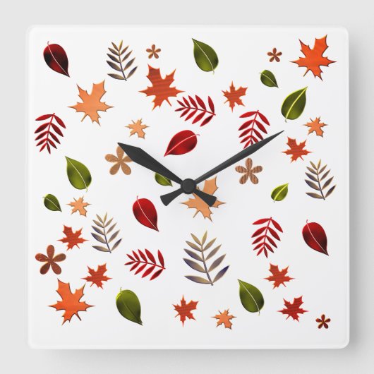 Leaves herfst, White background Vierkante Klok (Voorkant)