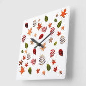 Leaves herfst, White background Vierkante Klok (Hoek)