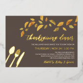 Leaves In the Wind Thanksgiving Dinner Folie Uitnodiging (Voorkant)