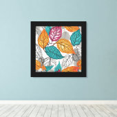Leaves in Turquoise, Yellow, Pink and Grey  Canvas Afdruk (Insitu (Houten vloer))