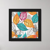 Leaves in Turquoise, Yellow, Pink and Grey  Canvas Afdruk (Voorkant)