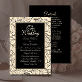 Leaves Line Art Zwart Beige Kaart