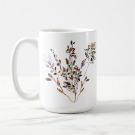 Leaves Motif White Elegant Waterverf Floral Koffiemok