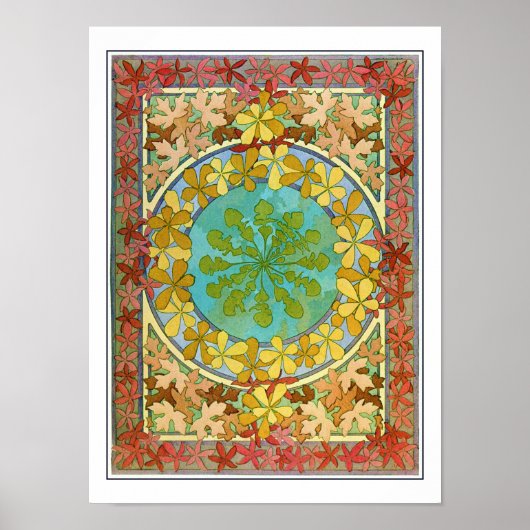 Leaves of Art Nouveau Style, Mucha Poster (Voorkant)