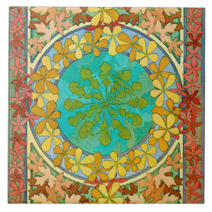 Leaves of Art Nouveau Style, Mucha Tegeltje