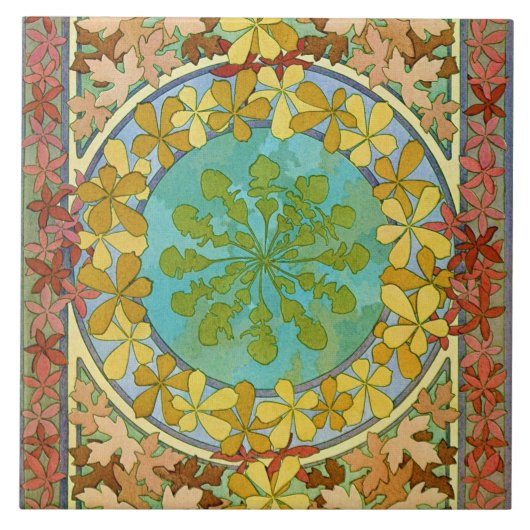 Leaves of Art Nouveau Style, Mucha Tegeltje (Voorkant)