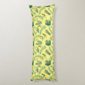 Leaves Pattern 10.bw LYellow BG Lichaamskussen (Achterkant (Verticaal))