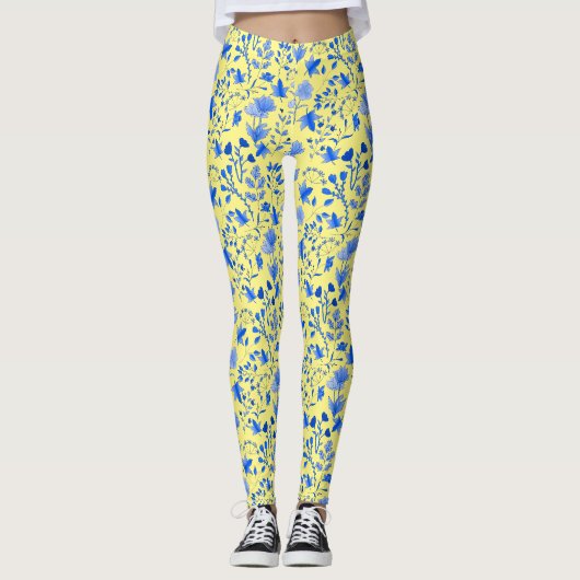 Leaves Pattern 12.bw LYellow BG Leggings (Voorkant)