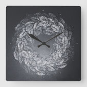 leaves prints in circle vierkante klok (Voorkant)