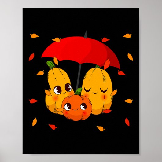 Leaves Pumpkin Spice Herfst Autumn Halloween Poster (Voorkant)