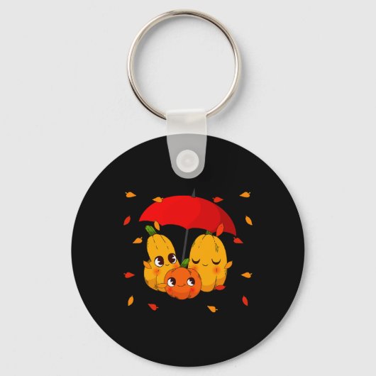 Leaves Pumpkin Spice Herfst Autumn Halloween Sleutelhanger (Voorkant)