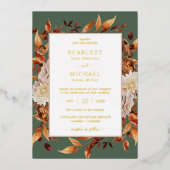 Leaves Rustic Wedding Folie Uitnodiging (Voorkant)