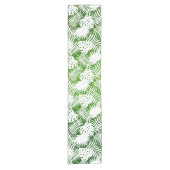 LEAVES SEAMLESS PATROON GREEN WHITE KORTE TAFELLOPER (Voorkant)