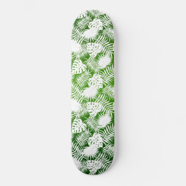 LEAVES SEAMLESS PATROON GREEN WHITE PERSOONLIJK SKATEBOARD