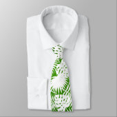 LEAVES SEAMLESS PATROON GREEN WHITE STROPDAS (Gebonden)