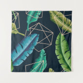 Leaves seamless pattern with abstract polygonal li wandkleed (Voorkant (horizontaal))