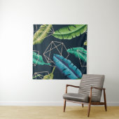 Leaves seamless pattern with abstract polygonal li wandkleed (In situ)