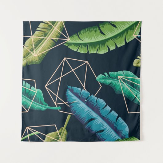 Leaves seamless pattern with abstract polygonal li wandkleed (Voorkant)
