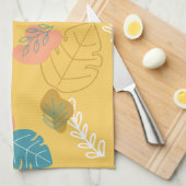 Leaves Shapes Drawn year round Boho Scandi Dish Ki Theedoek (Quarter Fold)