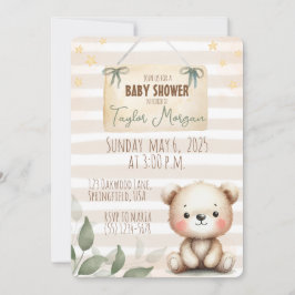 Leaves Watercolor Teddy Bear Kaart