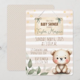 Leaves Watercolor Teddy Bear Kaart