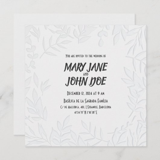 Leavespress bruiloft uitnodiging (Voorkant / Achterkant)