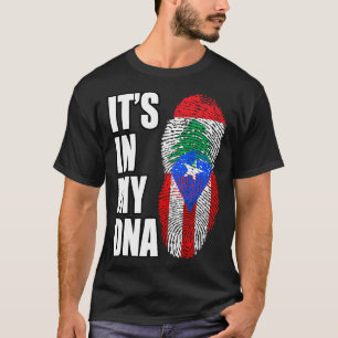Lebanese en Puerto Ricaanse Mix DNA Heritage Flag  T-shirt