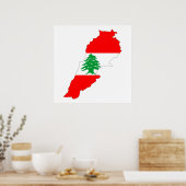 lebanon country flag map shape symbol poster (Keuken)