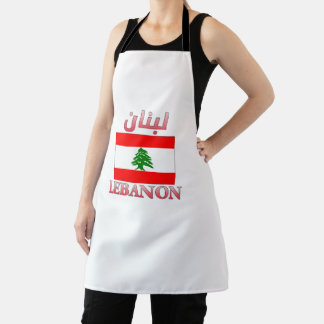 Lebanon Flag لبنان Arabic & English WordArt Cool Schort