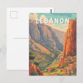 Lebanon Illustration Travel Art Vintage Briefkaart (Voorkant / Achterkant)