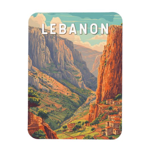 Lebanon Illustration Travel Art Vintage Magneet (Verticaal)