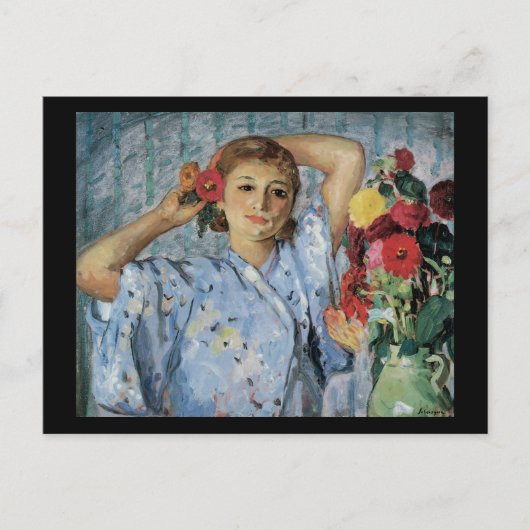 Lebasque Jeune Femme Aux Fleurs Briefkaart (Voorkant)