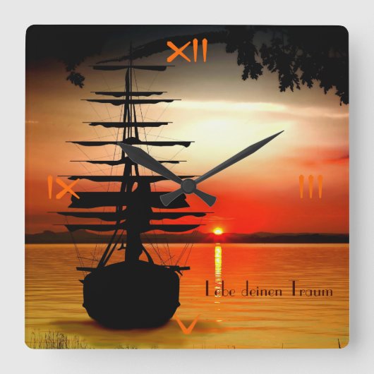 Lebe deinen Traum Uhr Vierkante Klok (Voorkant)