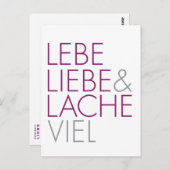 Lebe Liebe & Lache viel Briefkaart (Voorkant / Achterkant)